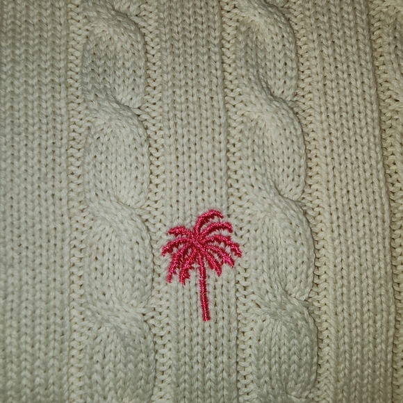 LILLY PULITZER PULLOVER CABLE KNIT CREAM SWEATER LONG SLEEVE - Picture 3 of 6